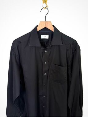 Eton Classic Black Button Down | 17.5 - XL